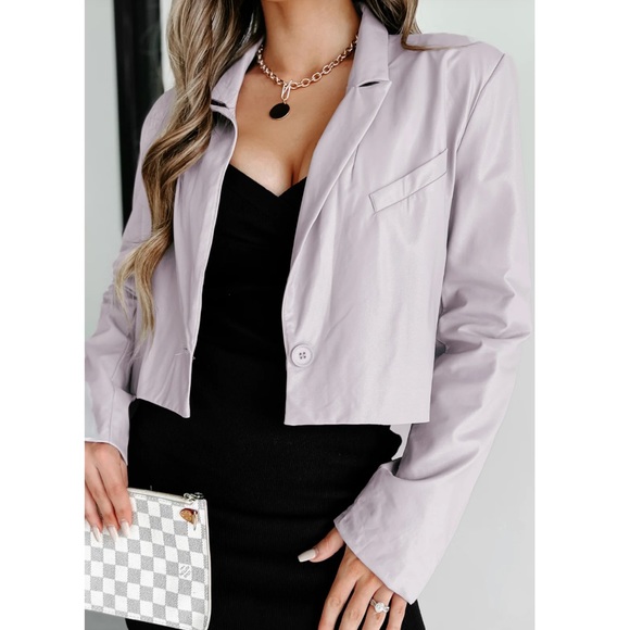 NanaMacs Jackets & Blazers - Faux Leather Crop Jacket